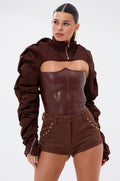 RILEY STACKED FAUX SUEDE BOLERO