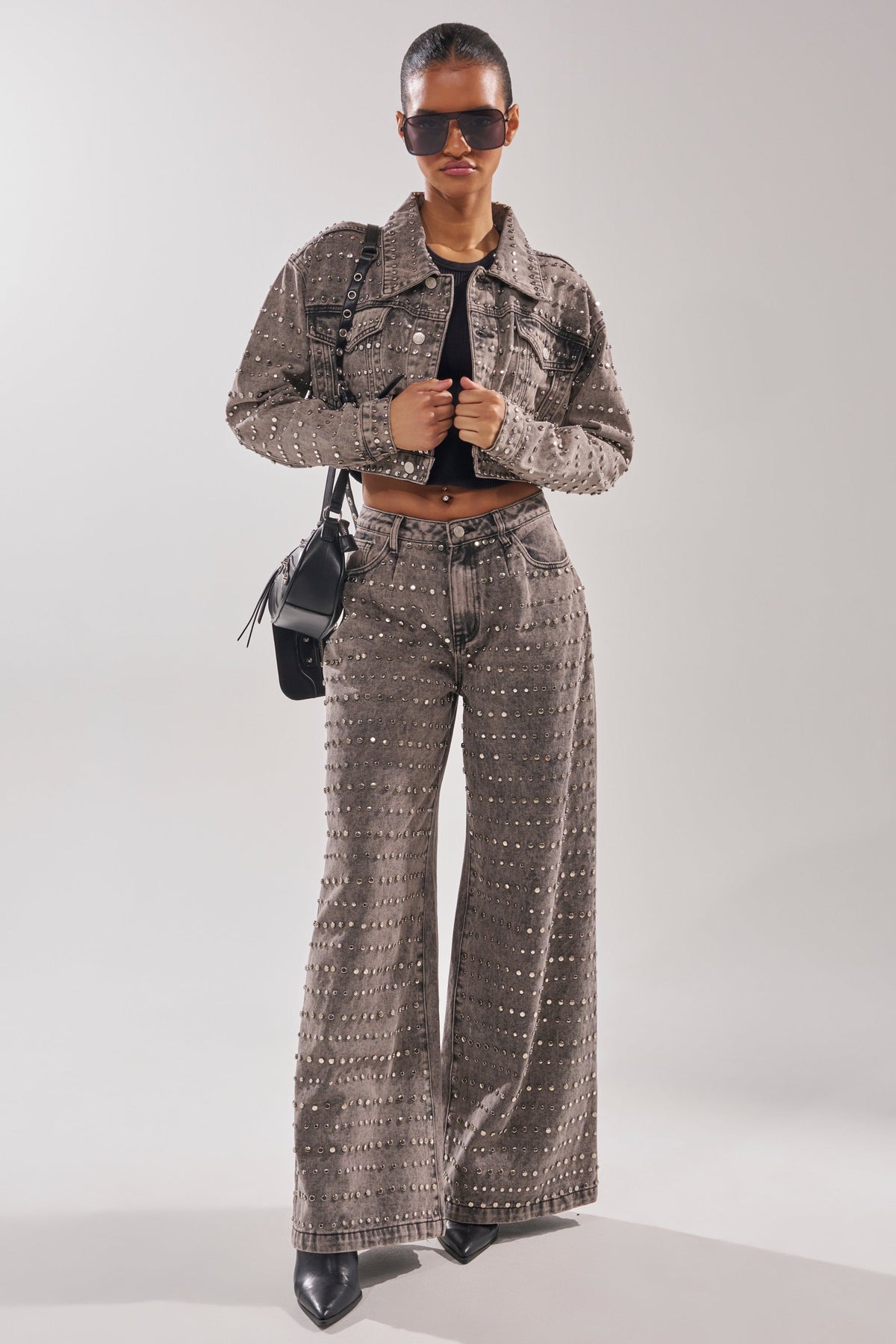 RIZZO STUDDED WIDE LEG DENIM