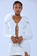 READY FOR THE SNOW CARDIGAN WITH FUR TRIM
