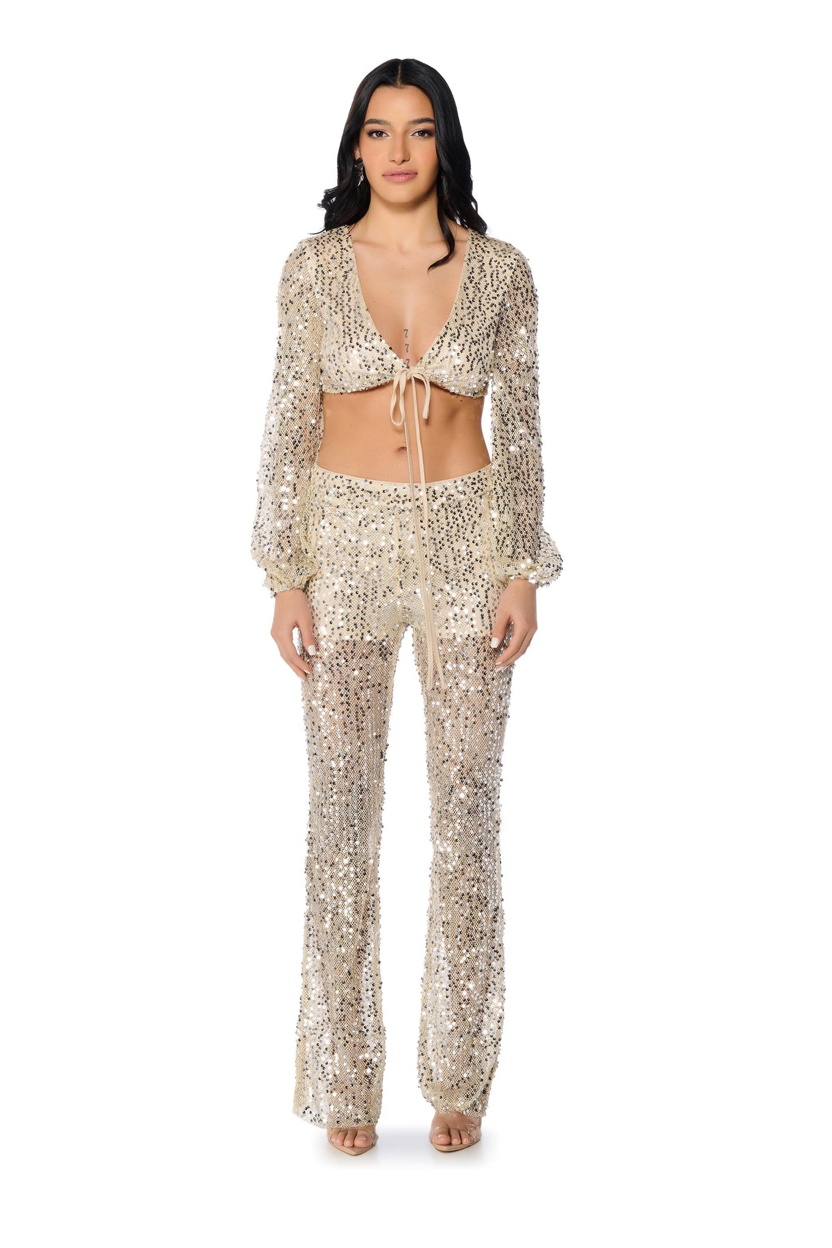 RIGHT DECISION SEQUIN TIE AROUND TOP