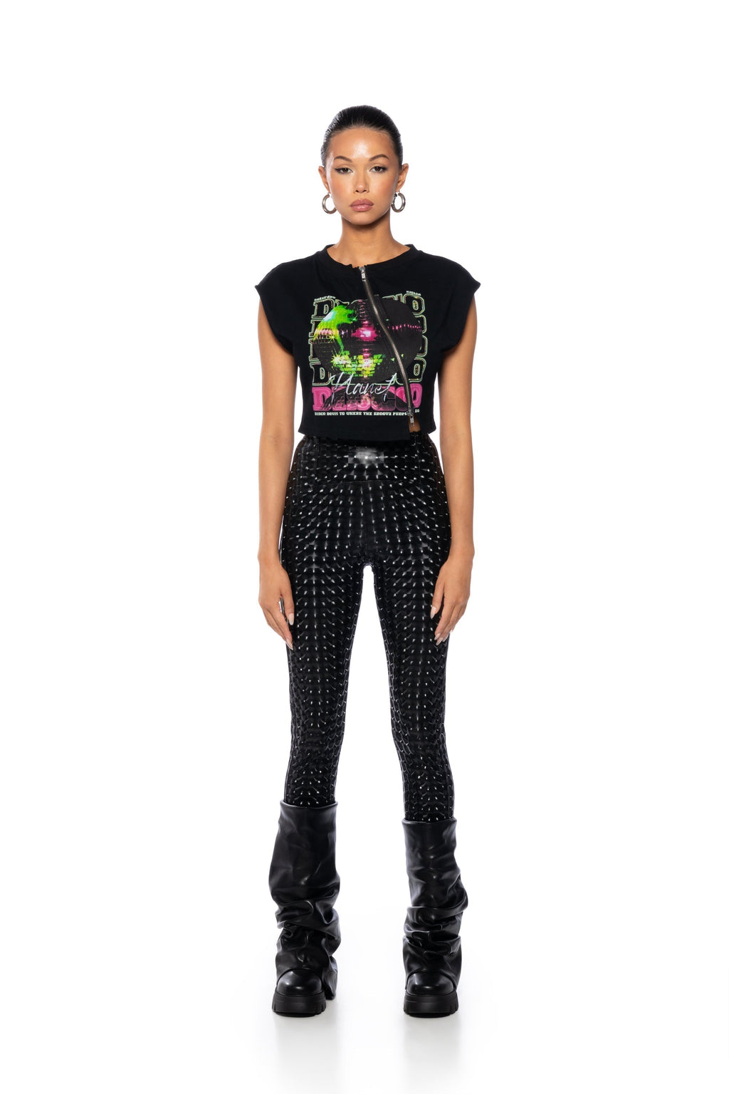 RIO CHECKER PRINT HIGH RISE LEGGING WITH 4 WAY STRETCH