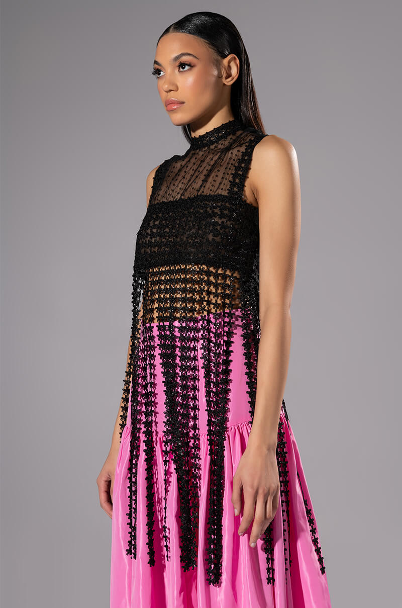 RIVER LACE FRINGED SLEEVELESS TOP