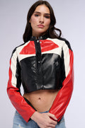 ROCKET RUNNER COLOR BLOCK PU MOTO JACKET